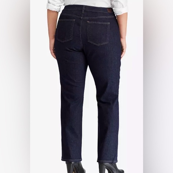 Lauren Ralph Lauren Premier Straight Indigo Denim Jeans Size 16W - Picture 2 of 10